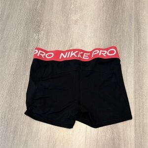 Nike Pro Black and Red Athletic Shorts